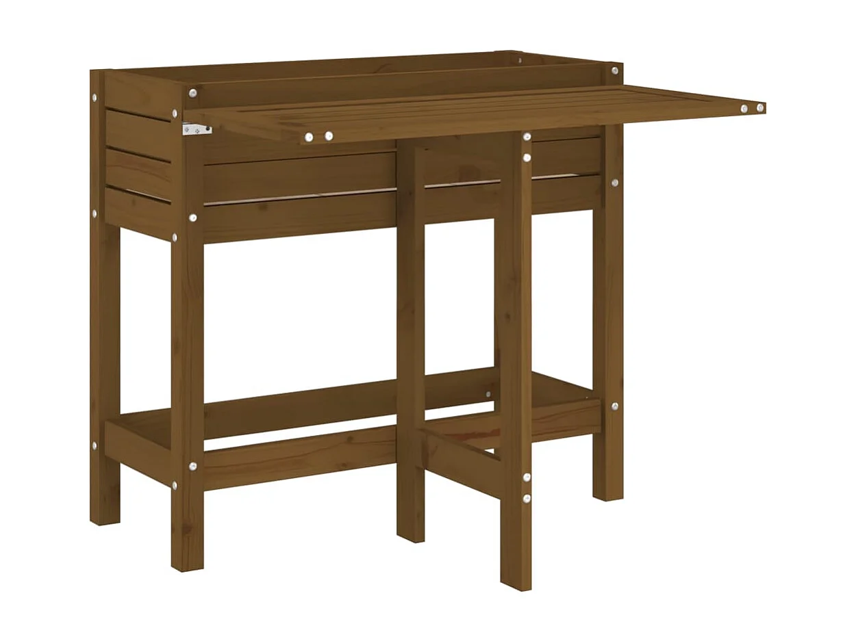 Jardinière de jardin avec dessus pliable brun miel pin massif