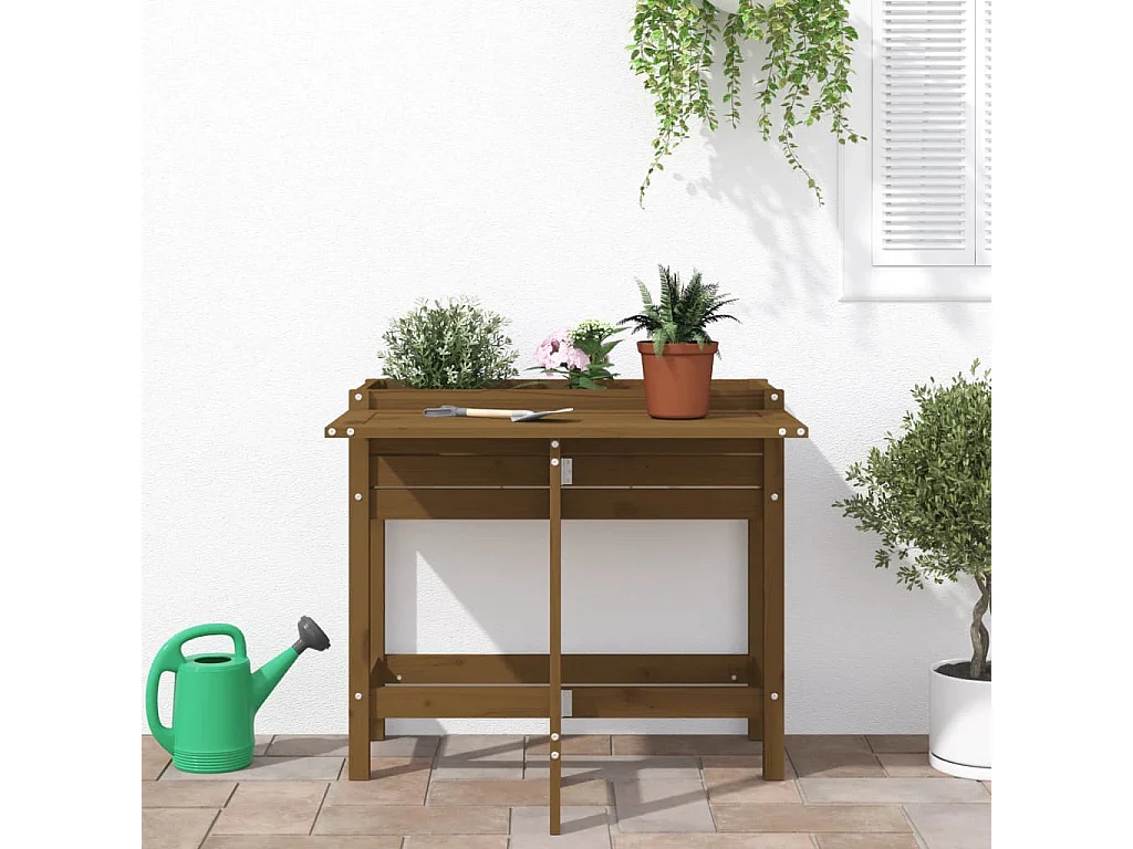 Jardinière de jardin avec dessus pliable brun miel pin massif