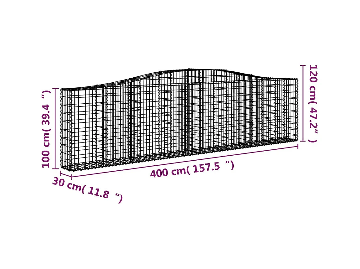 Schanskorven 25 st gewelfd 400x30x100/120 cm ijzer