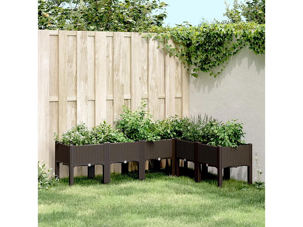 Jardinière avec pieds marron 160x120x42 PP