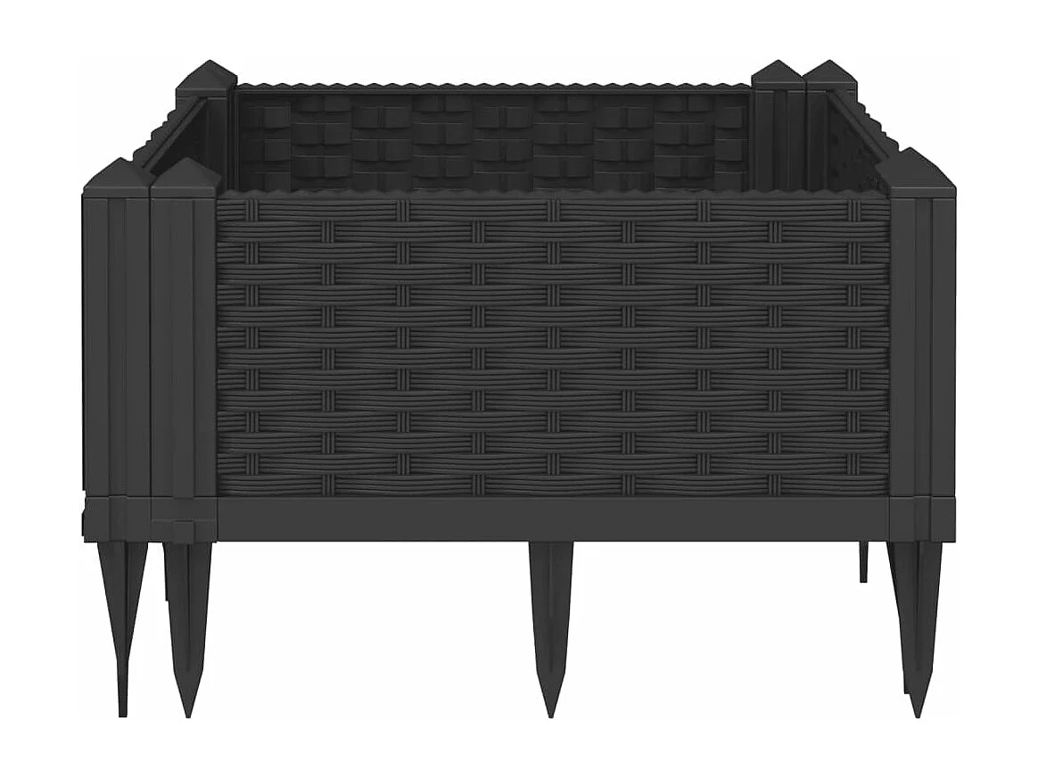 Jardinière avec piquets noir 42,5x42,5x28,5 PP