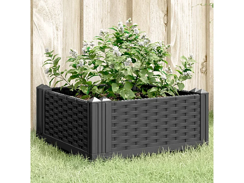 Jardinière avec piquets noir 42,5x42,5x28,5 PP