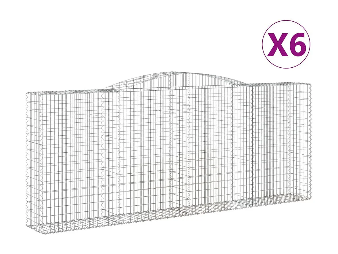 Paniers à gabions arqués 6 pcs 400x50x160-180 fer galvanisé