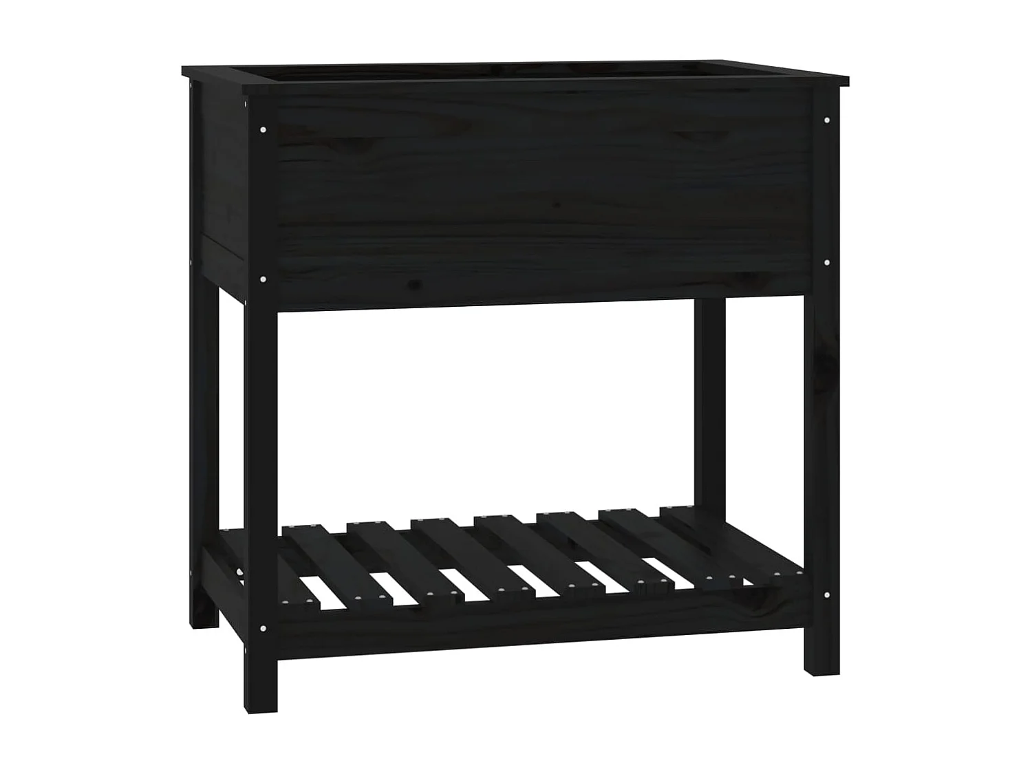 Jardinière avec étagère Noir 82,5x54x81 Bois massif de pin