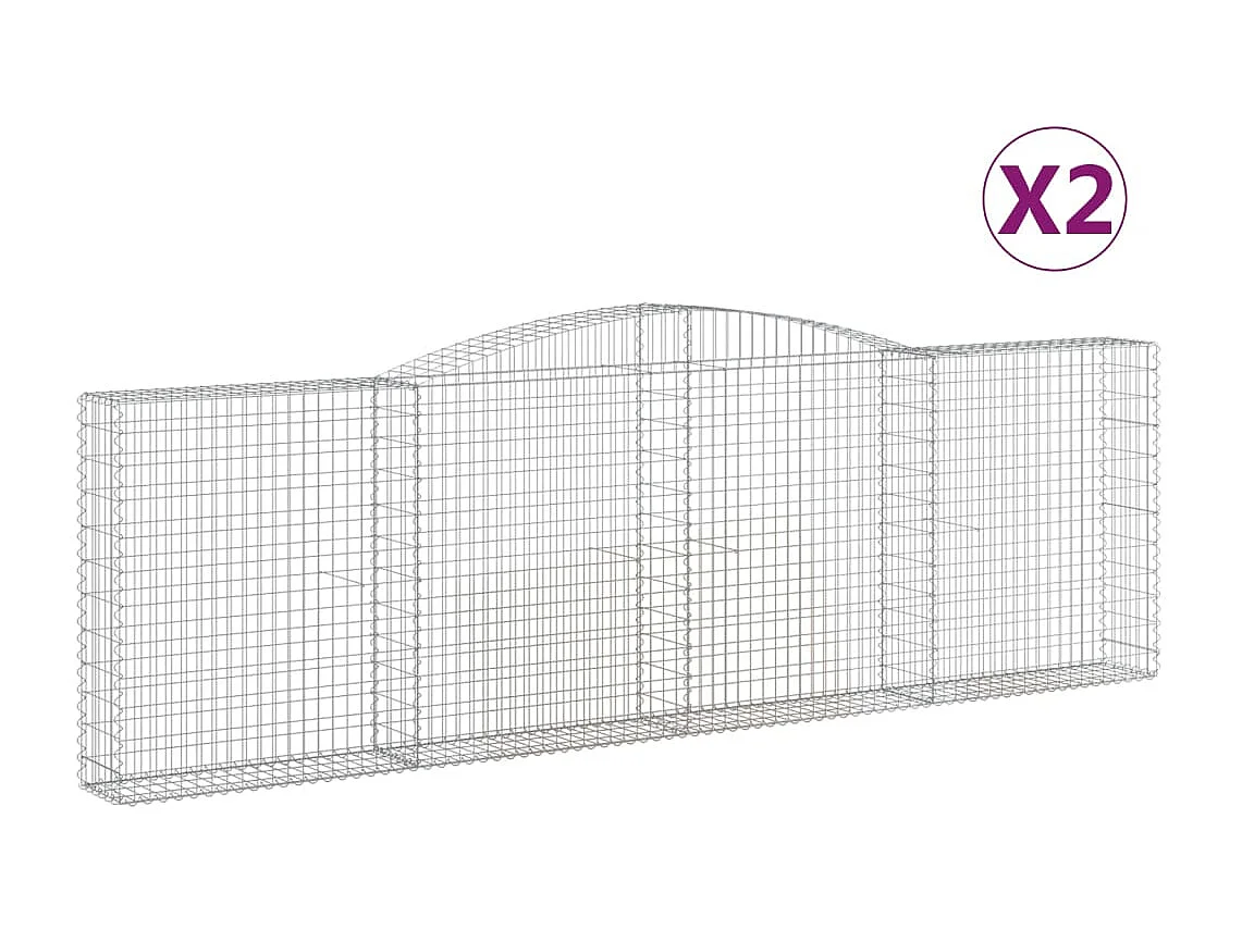 Paniers à gabions arqués 2 pcs 400x30x120-140 Fer galvanisé