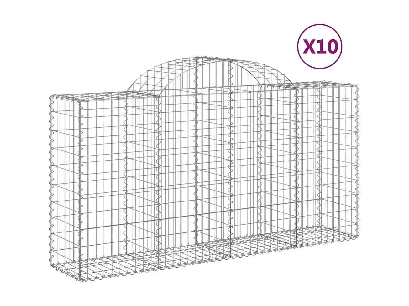 Paniers à gabions arqués 10 pcs 200x50x100-120 fer galvanisé