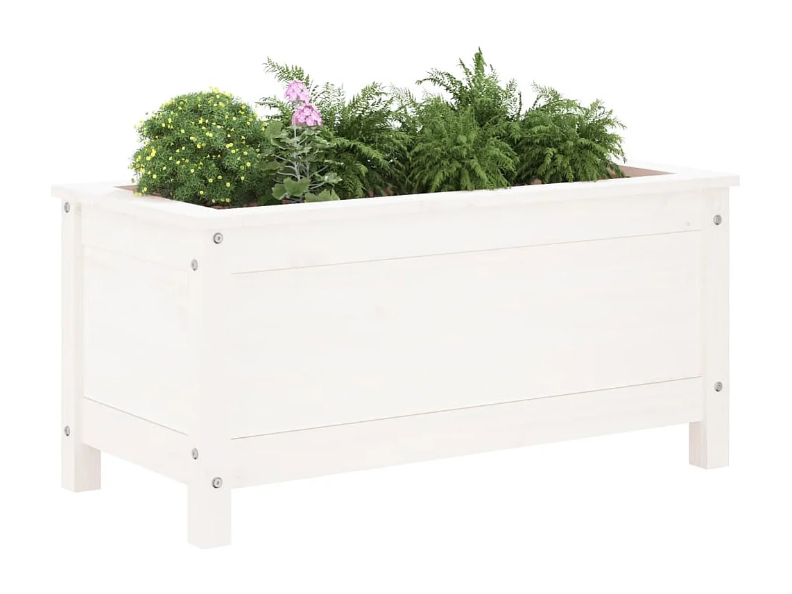 Jardinière blanc 82,5x40x39 bois massif de pin