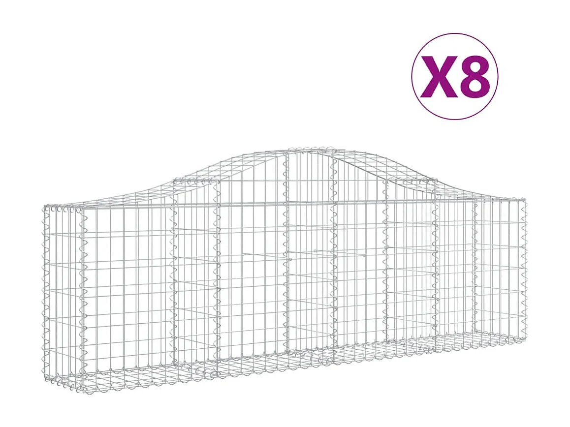 Paniers à gabions arqués 8 pcs 200x30x60-80 Fer galvanisé