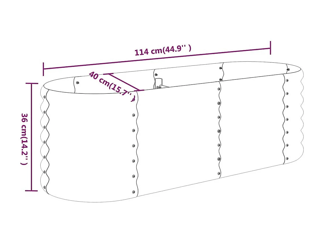 Jardinière de jardin Acier enduit de poudre 114x40x36 Marron