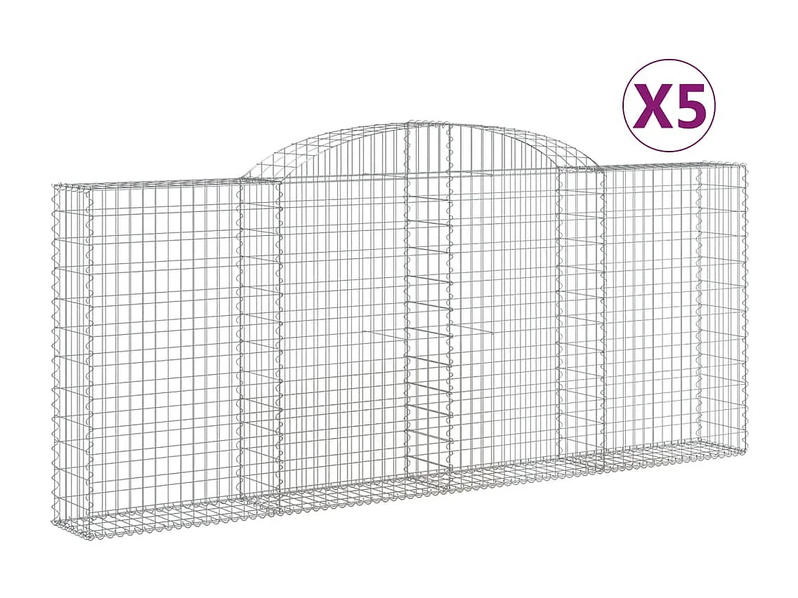 Paniers à gabions arqués 5 pcs 300x30x120-140 fer galvanisé