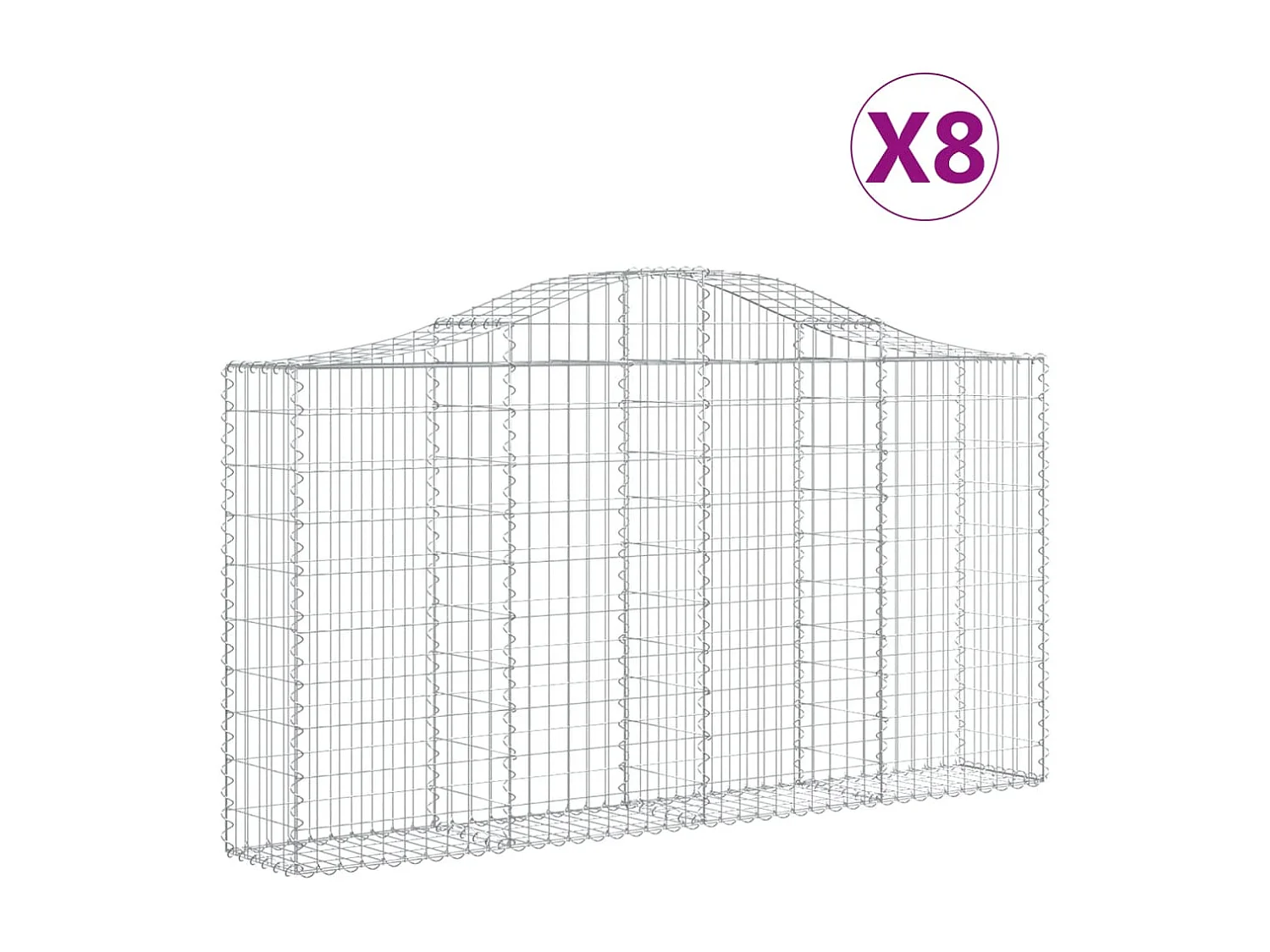 Paniers à gabions arqués 8 pcs 200x30x100-120 Fer galvanisé