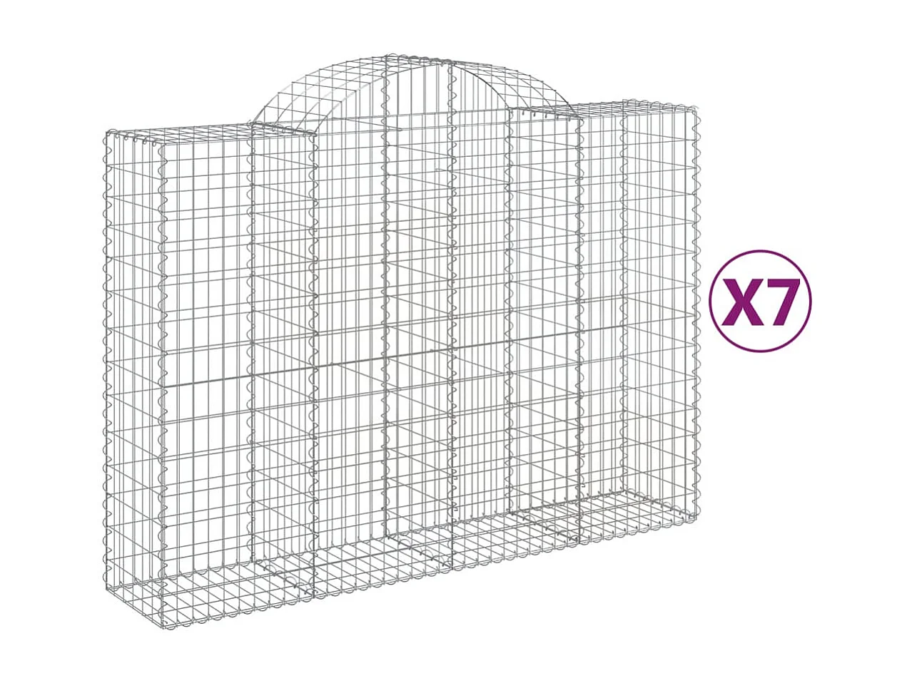 Paniers à gabions arqués 7 pcs 200x50x140-160 Fer galvanisé