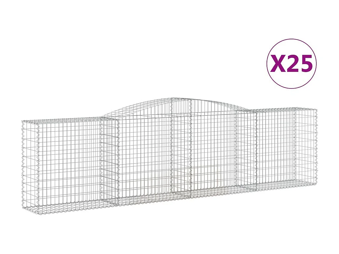 Paniers à gabions arqués 25 pcs 400x50x100-120 Fer galvanisé