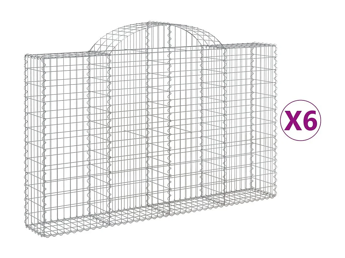 Paniers à gabions arqués 6 pcs 200x30x120-140 Fer galvanisé