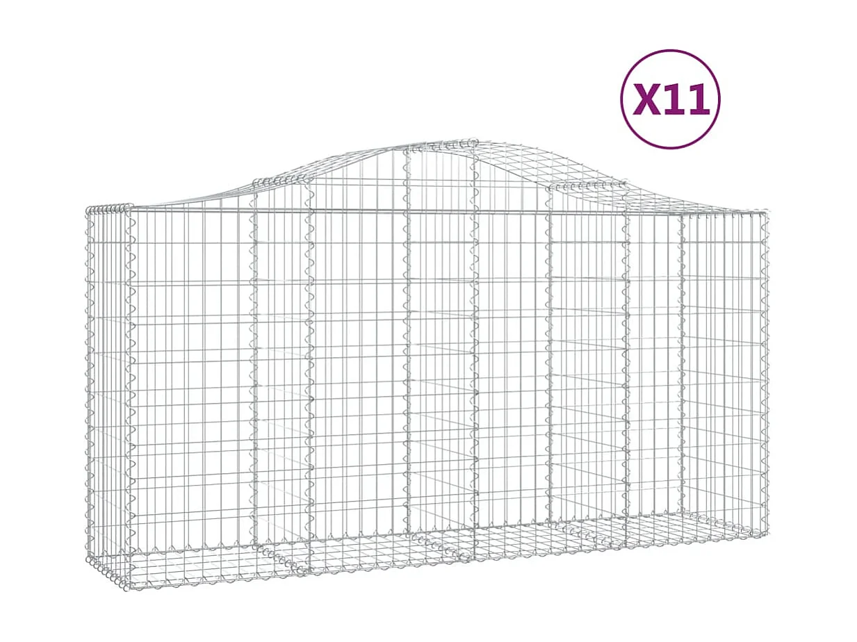 Paniers à gabions arqués 11 pcs 200x50x100-120 fer galvanisé