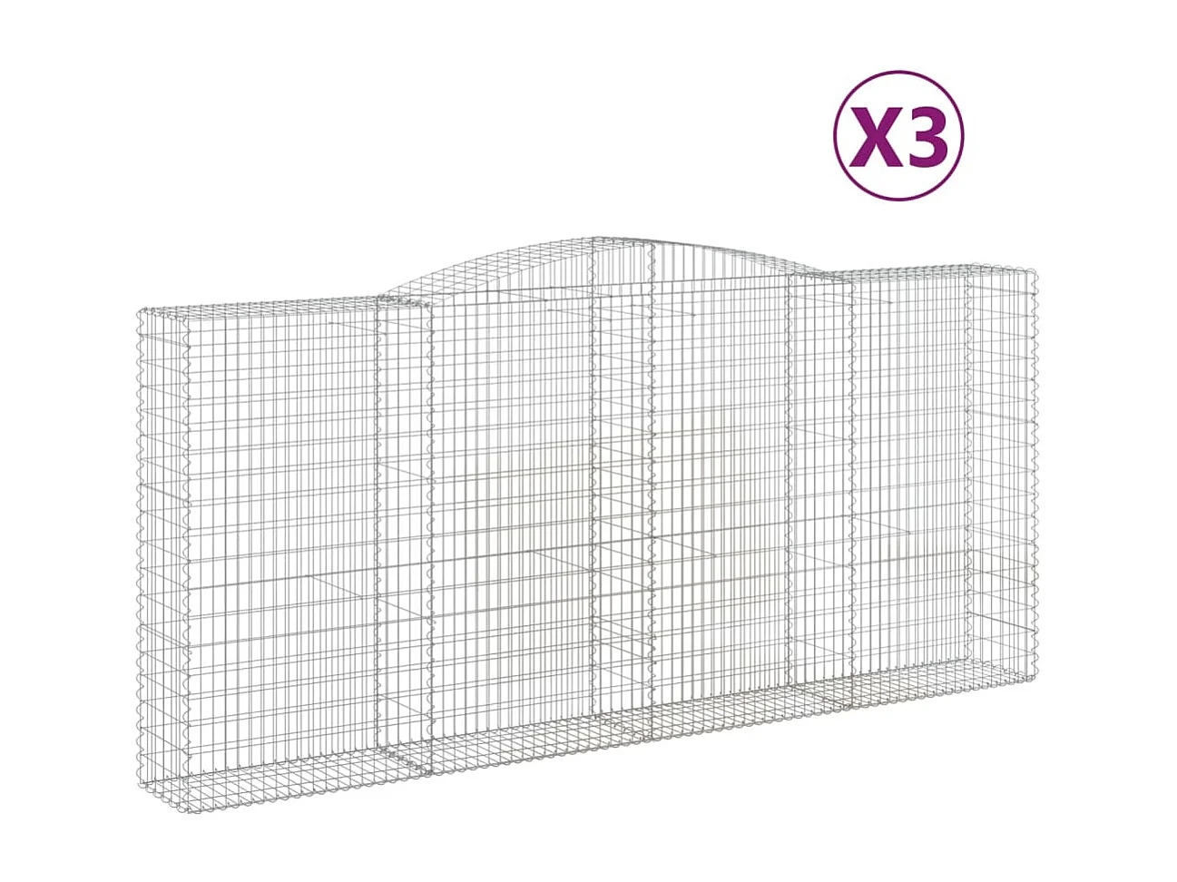 Paniers à gabions arqués 3 pcs 400x50x180-200 Fer galvanisé