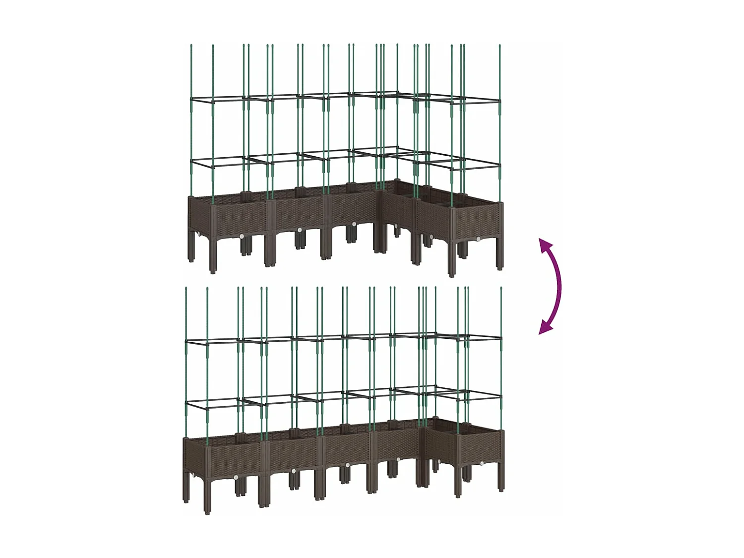 Jardinière avec treillis marron 160x120x142,5 PP