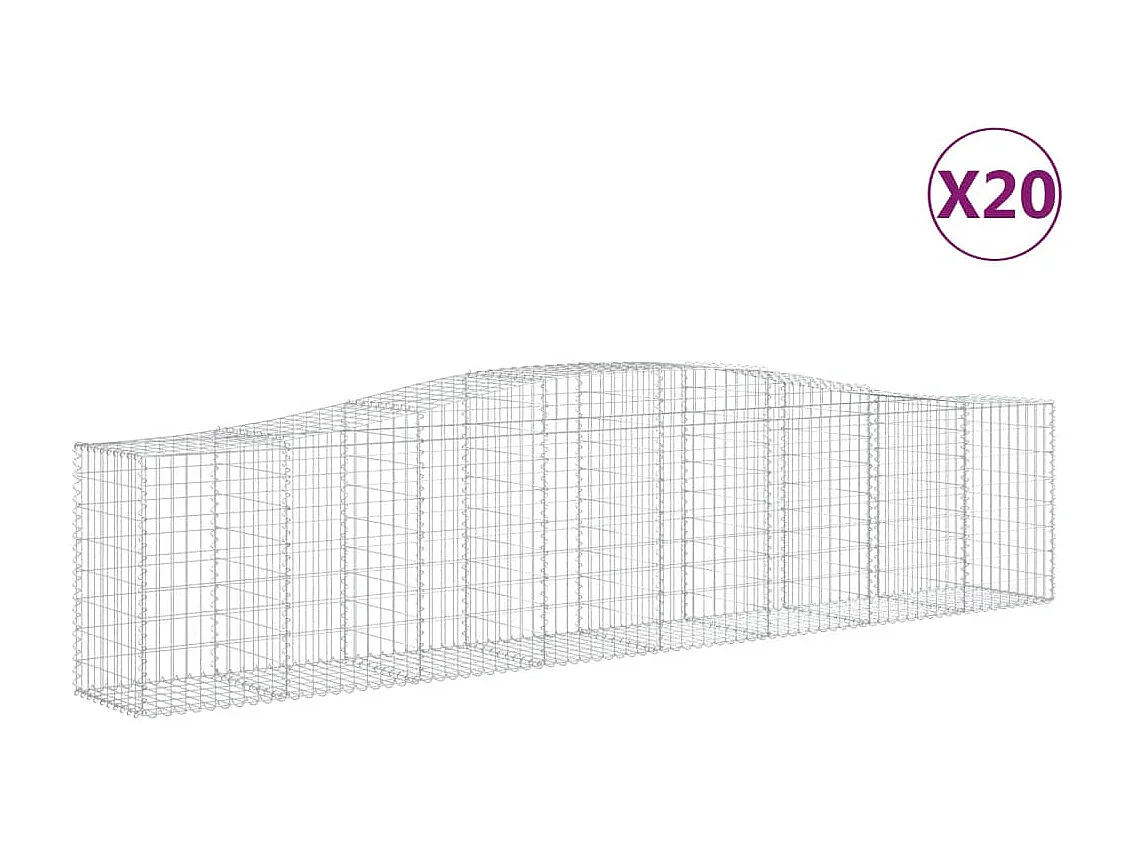 Paniers à gabions arqués 20 pcs 400x50x80-100 Fer galvanisé