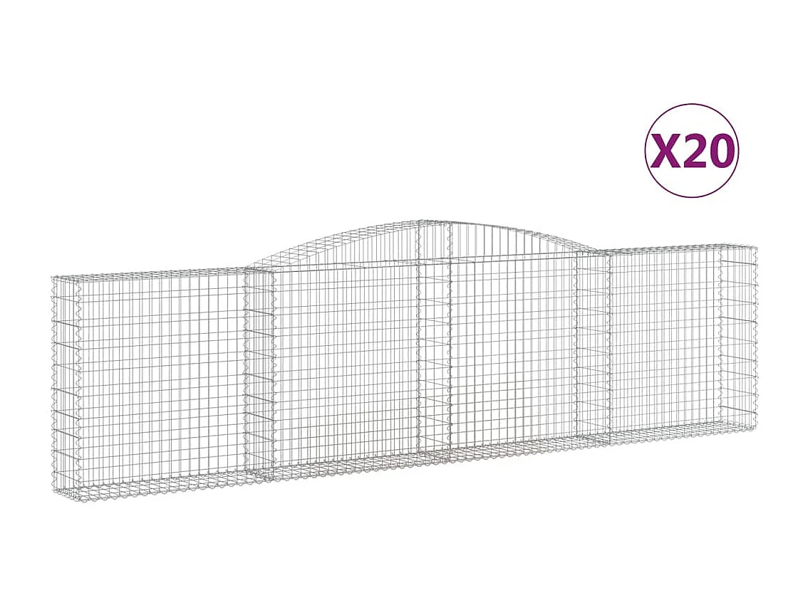 Paniers à gabions arqués 20 pcs 400x30x100-120 Fer galvanisé