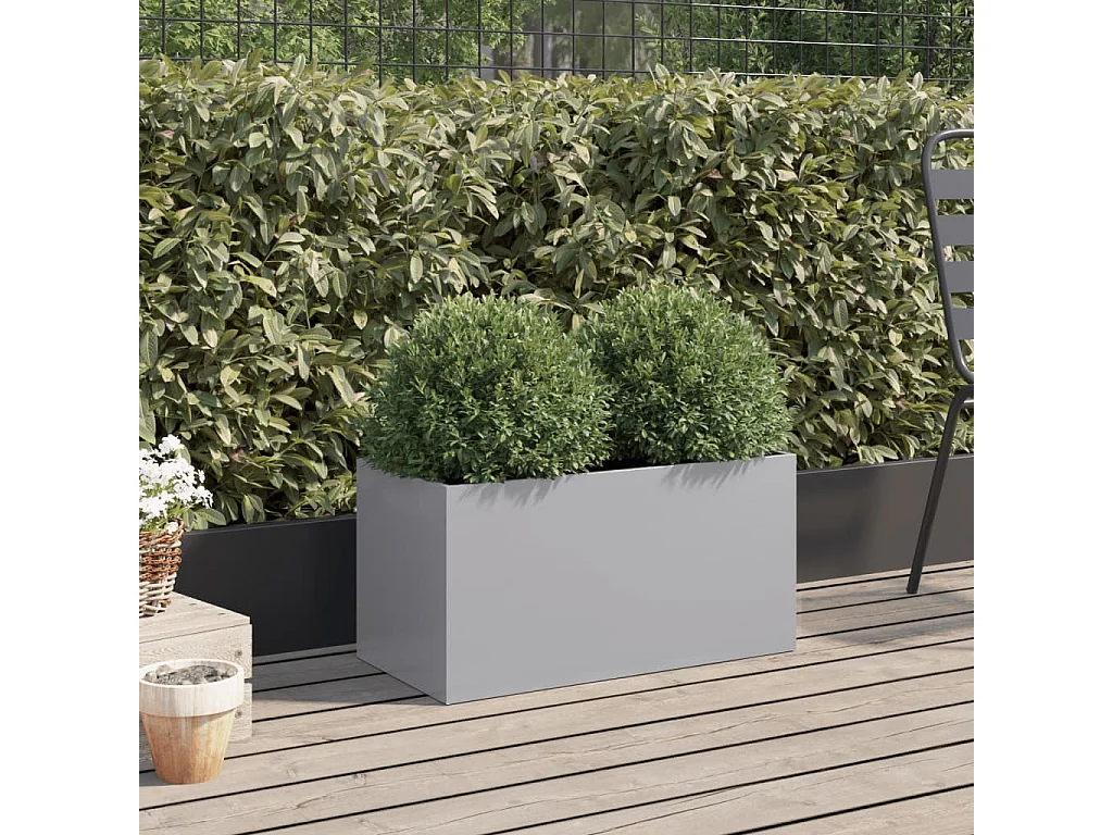 Jardinière argenté 62x30x29 acier galvanisé