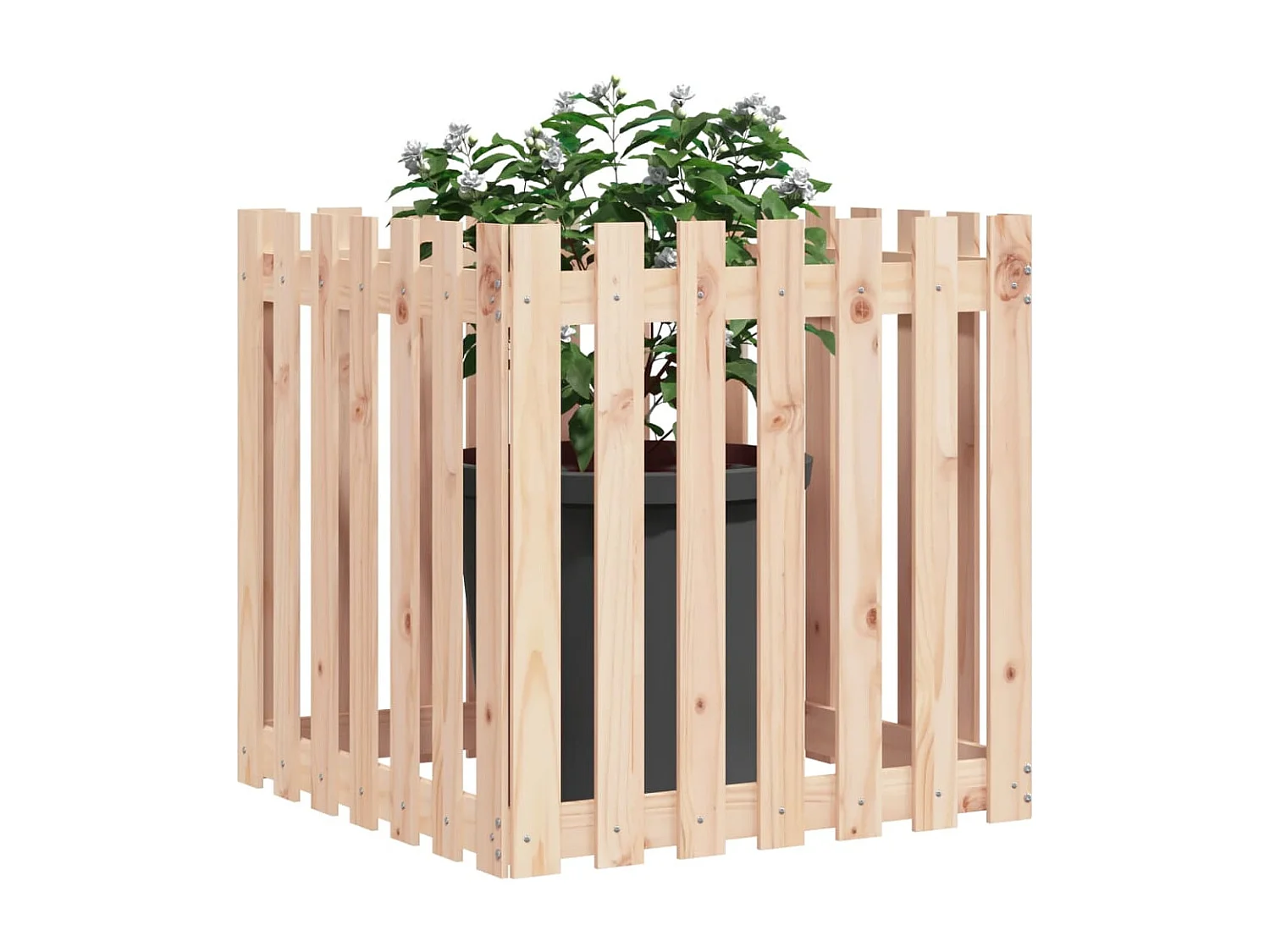 Jardinière avec design de clôture 70x70x70 pin massif