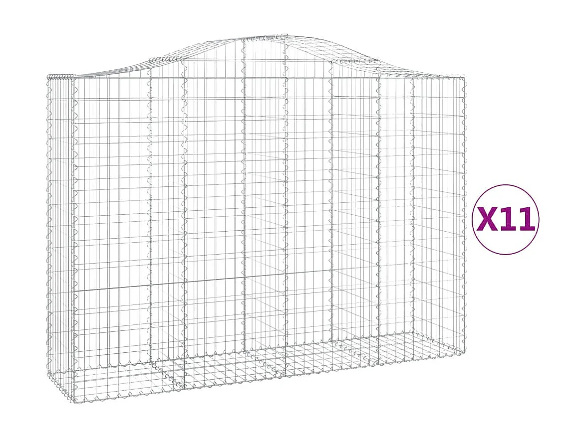 Paniers à gabions arqués 11 pcs 200x50x140-160 Fer galvanisé
