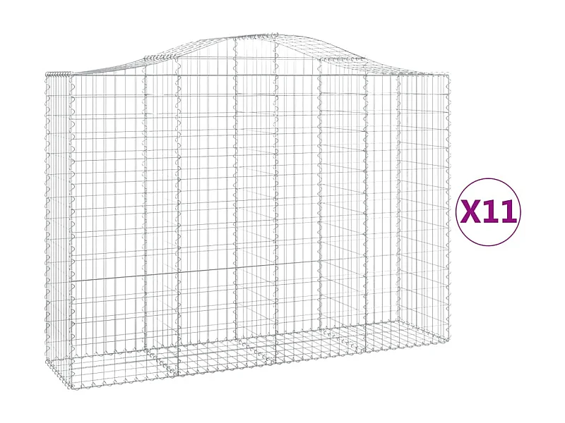 Paniers à gabions arqués 11 pcs 200x50x140-160 Fer galvanisé