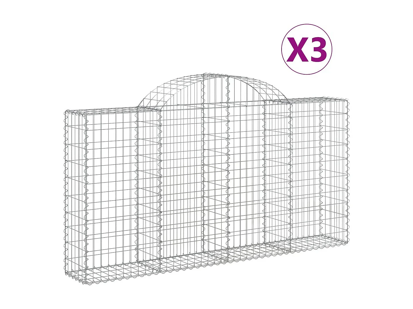 Paniers à gabions arqués 3 pcs 200x30x100-120 Fer galvanisé