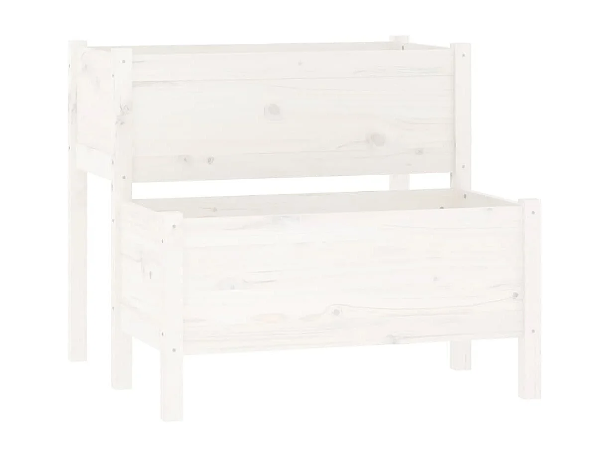 Jardinière blanc 84,5x84x75 bois massif de pin