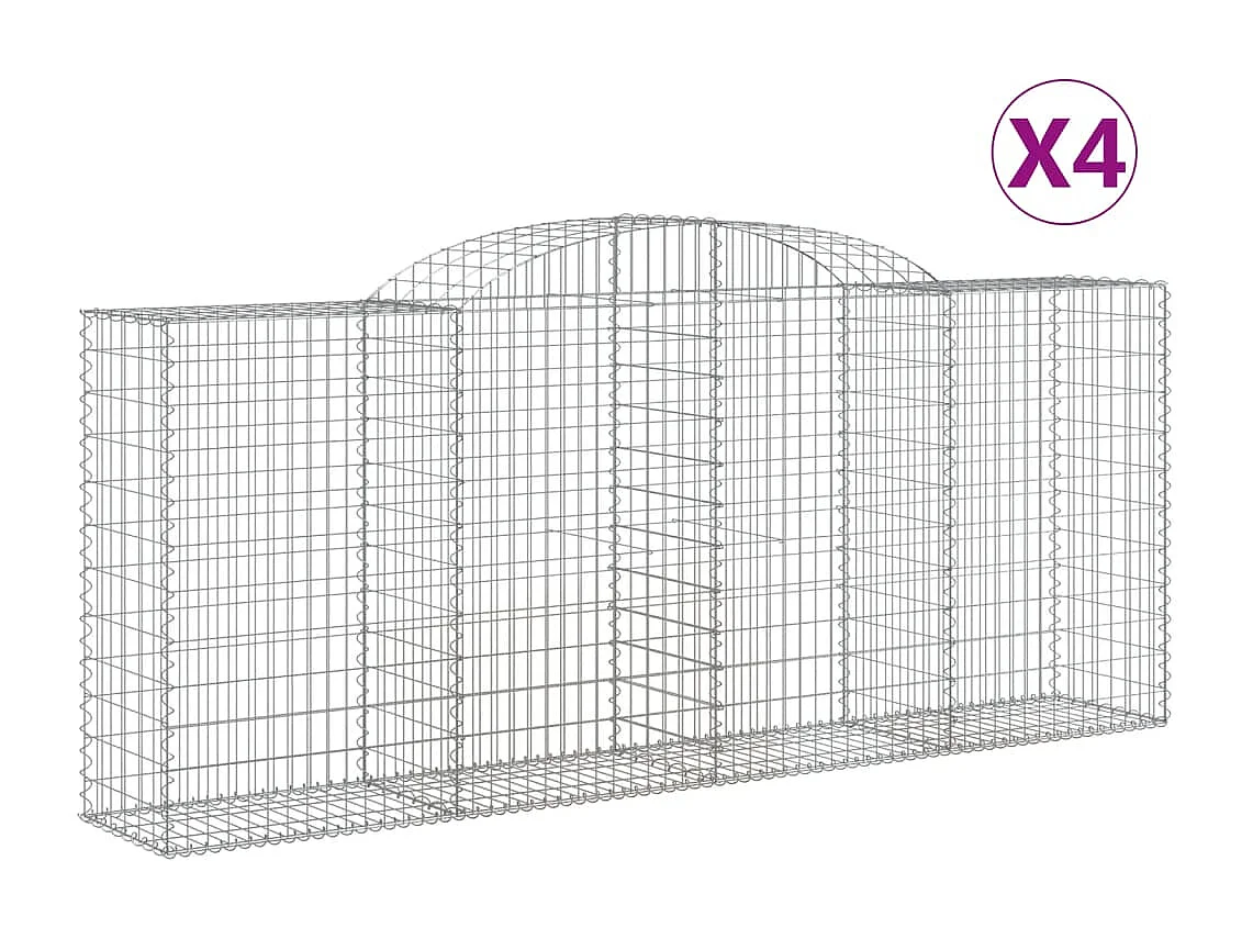 Paniers à gabions arqués 4 pcs 300x50x120-140 fer galvanisé