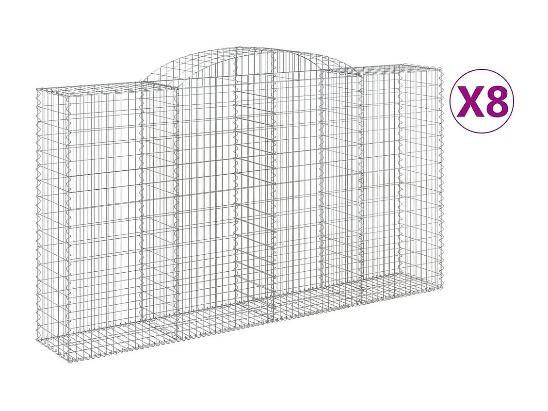 Paniers à gabions arqués 8 pcs 300x50x160-180 fer galvanisé
