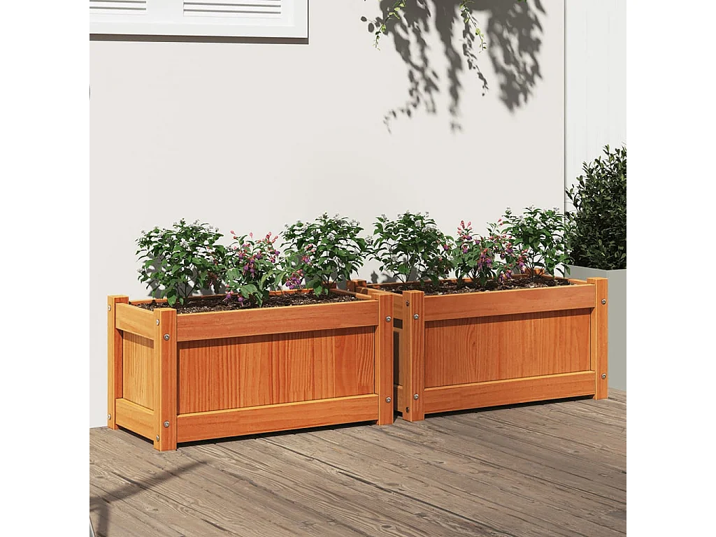 Jardinières 2 pcs marron bois de pin massif