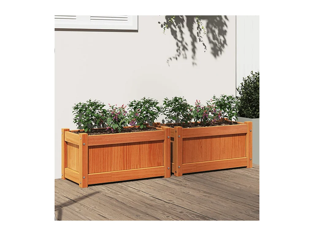 Jardinières 2 pcs marron bois de pin massif
