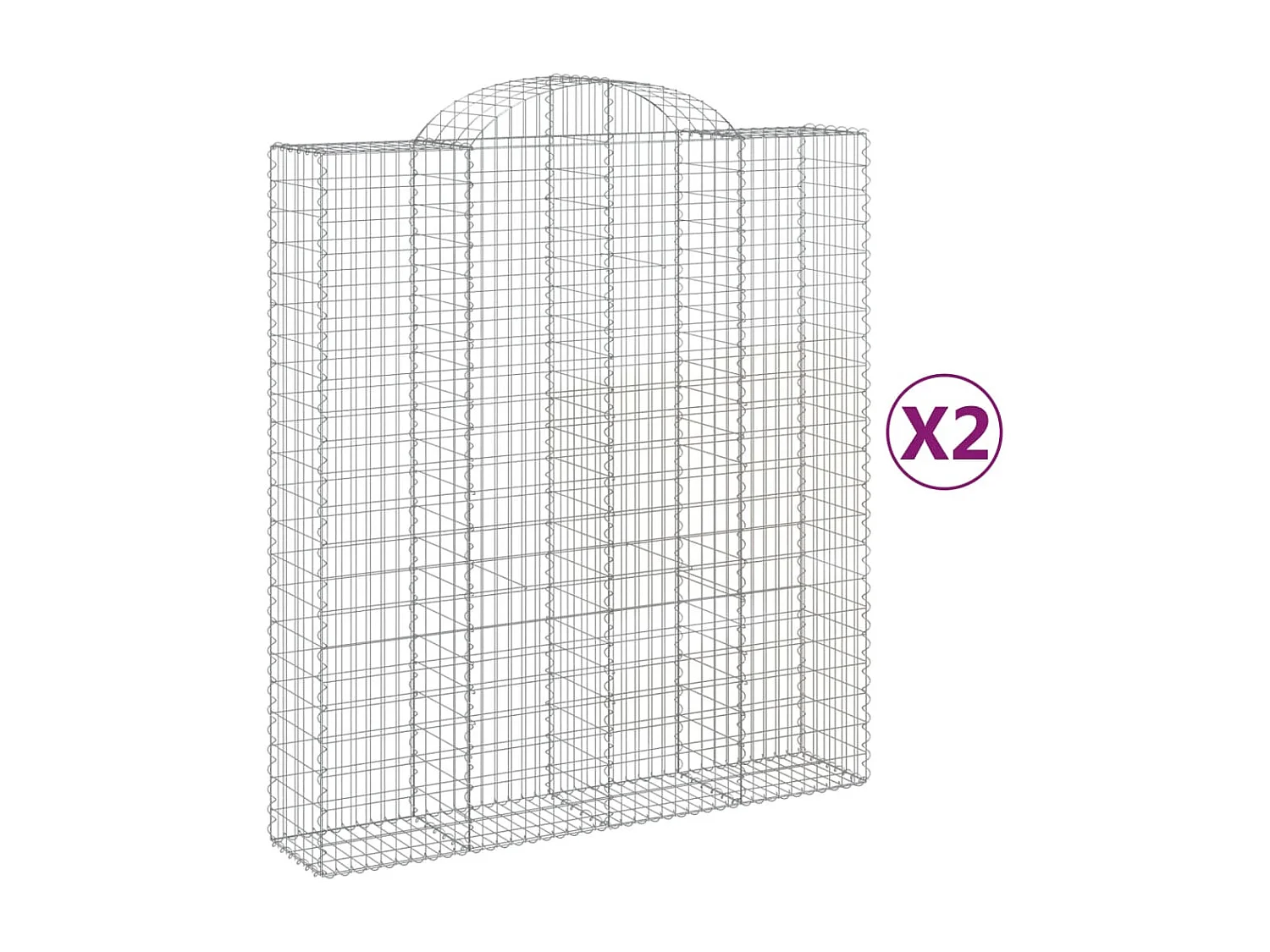 Paniers à gabions arqués 2 pcs 200x50x220-240 Fer galvanisé