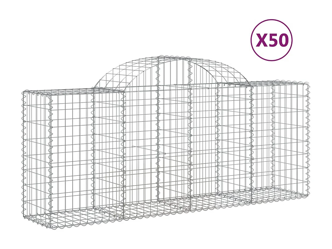 Paniers à gabions arqués 50 pcs 200x50x80-100 Fer galvanisé