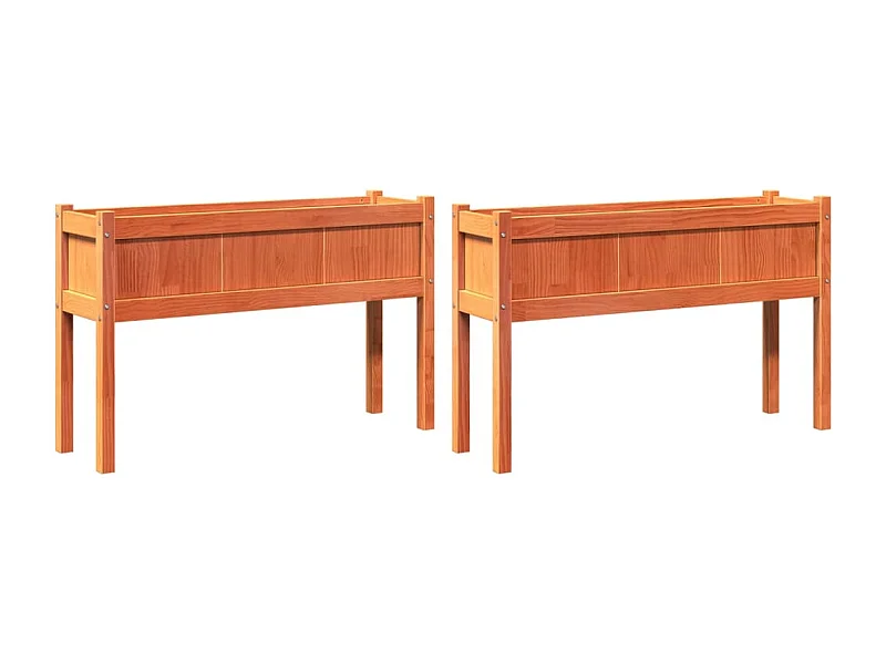 Jardinières 2 pcs avec pieds marron bois de pin massif