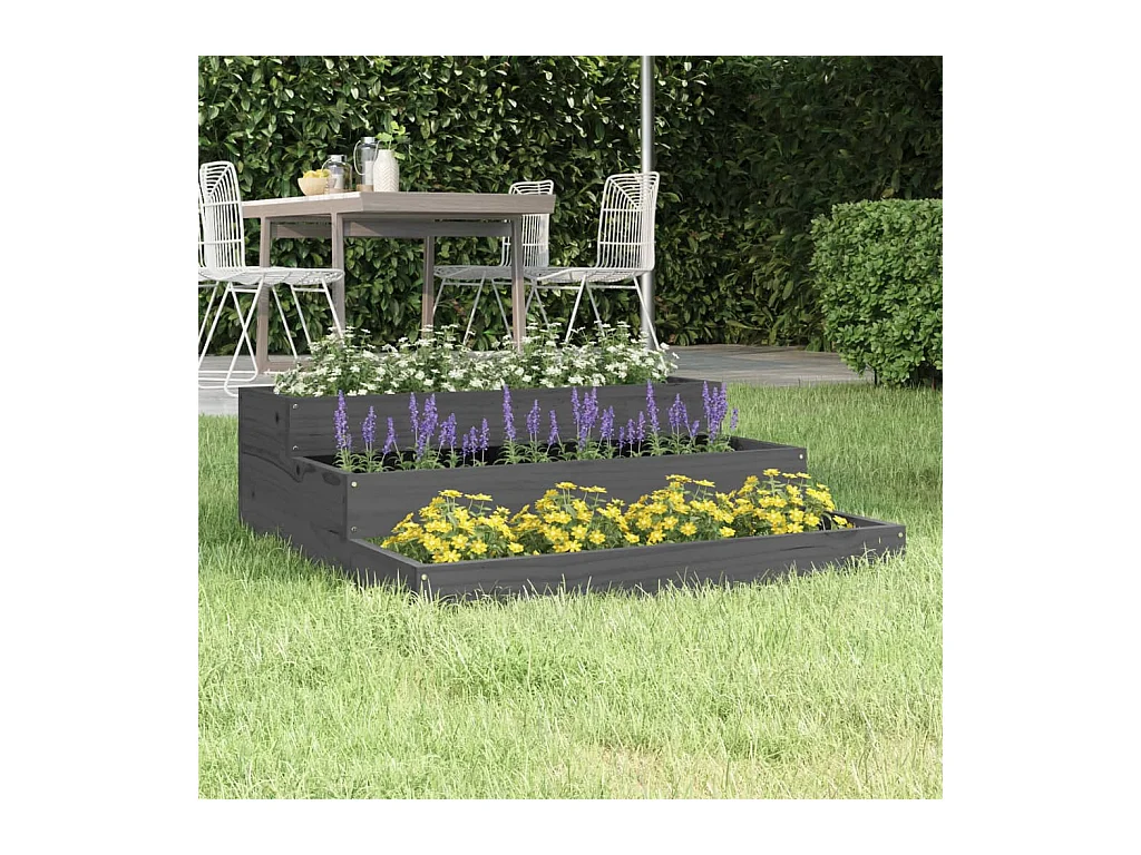 Jardinière Gris 78x78x27 Bois massif de pin