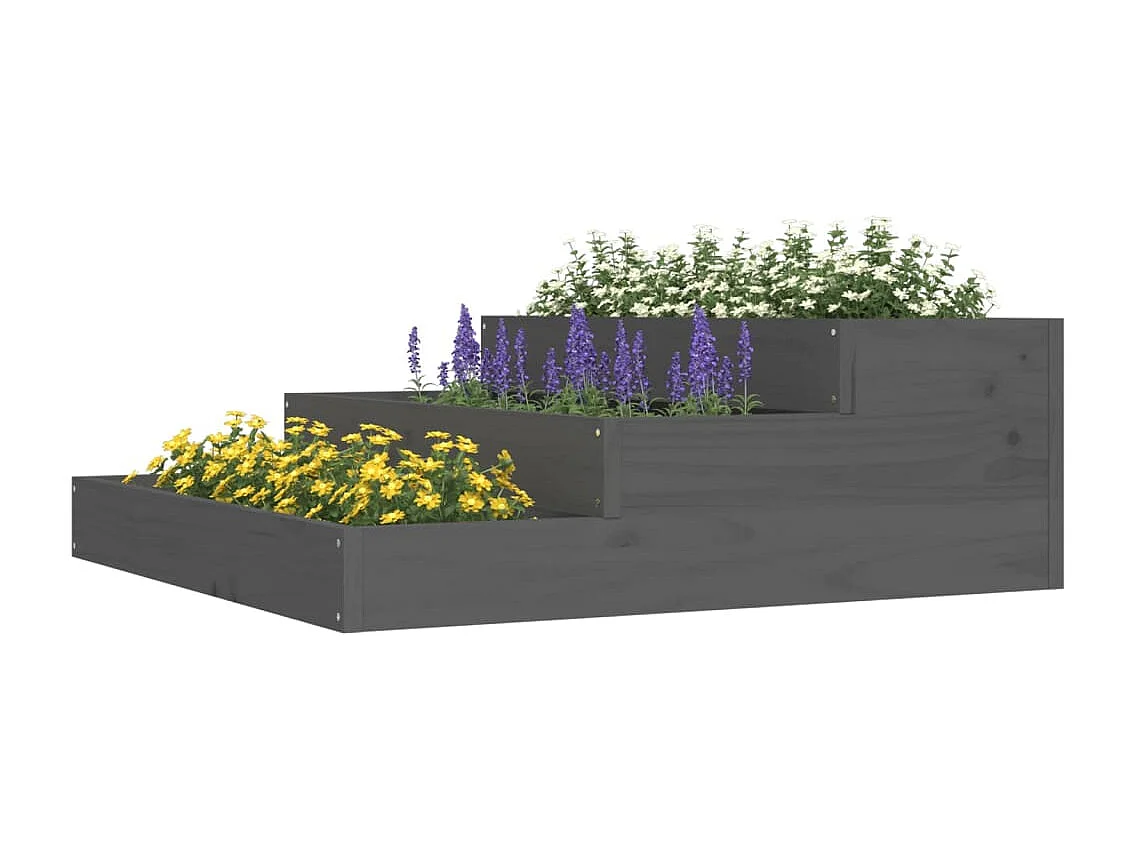 Jardinière Gris 78x78x27 Bois massif de pin