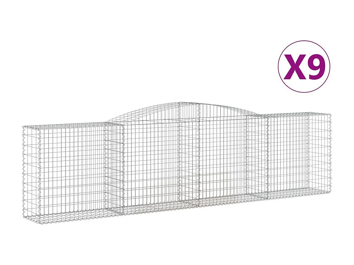 Paniers à gabions arqués 9 pcs 400x50x100-120 Fer galvanisé