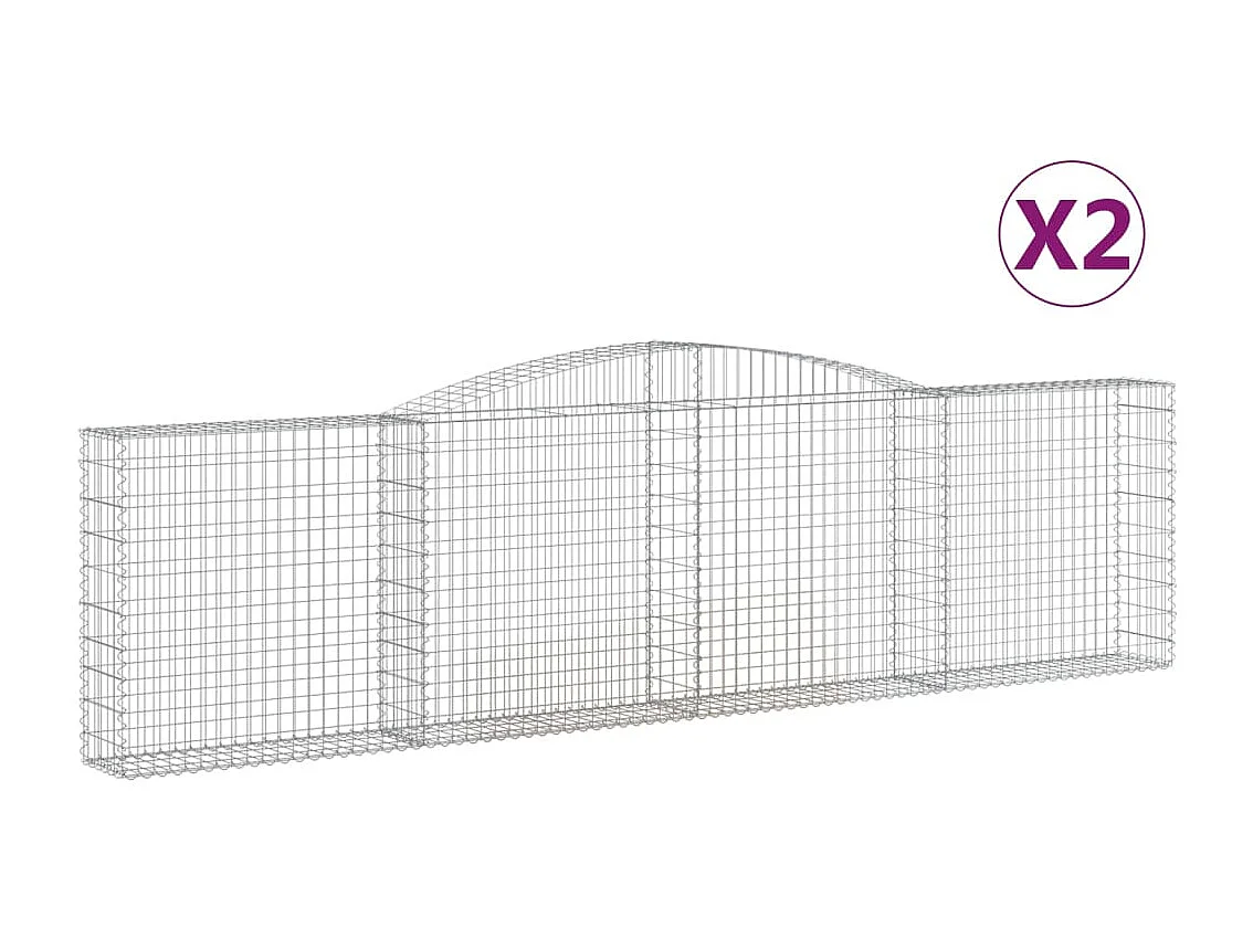 Paniers à gabions arqués 2 pcs 400x30x100-120 Fer galvanisé