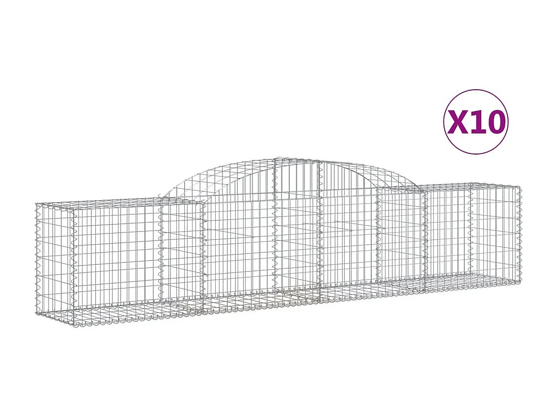 Paniers à gabions arqués 10 pcs 300x50x60-80 fer galvanisé