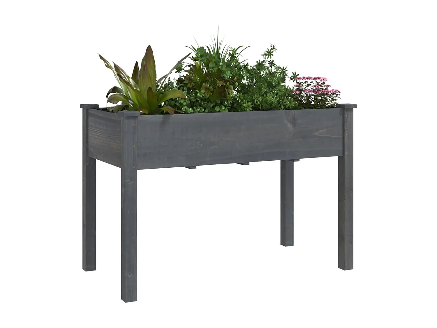 Jardinière avec doublure gris 118x59x76 bois massif de sapin