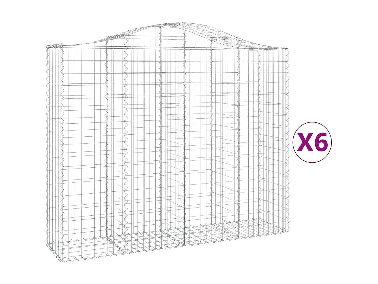 Paniers à gabions arqués 6 pcs 200x50x160-180 Fer galvanisé