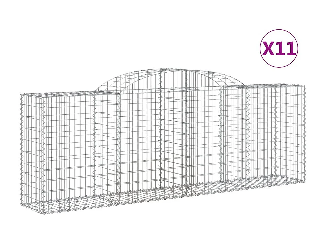 Paniers à gabions arqués 11 pcs 300x50x100-120 fer galvanisé