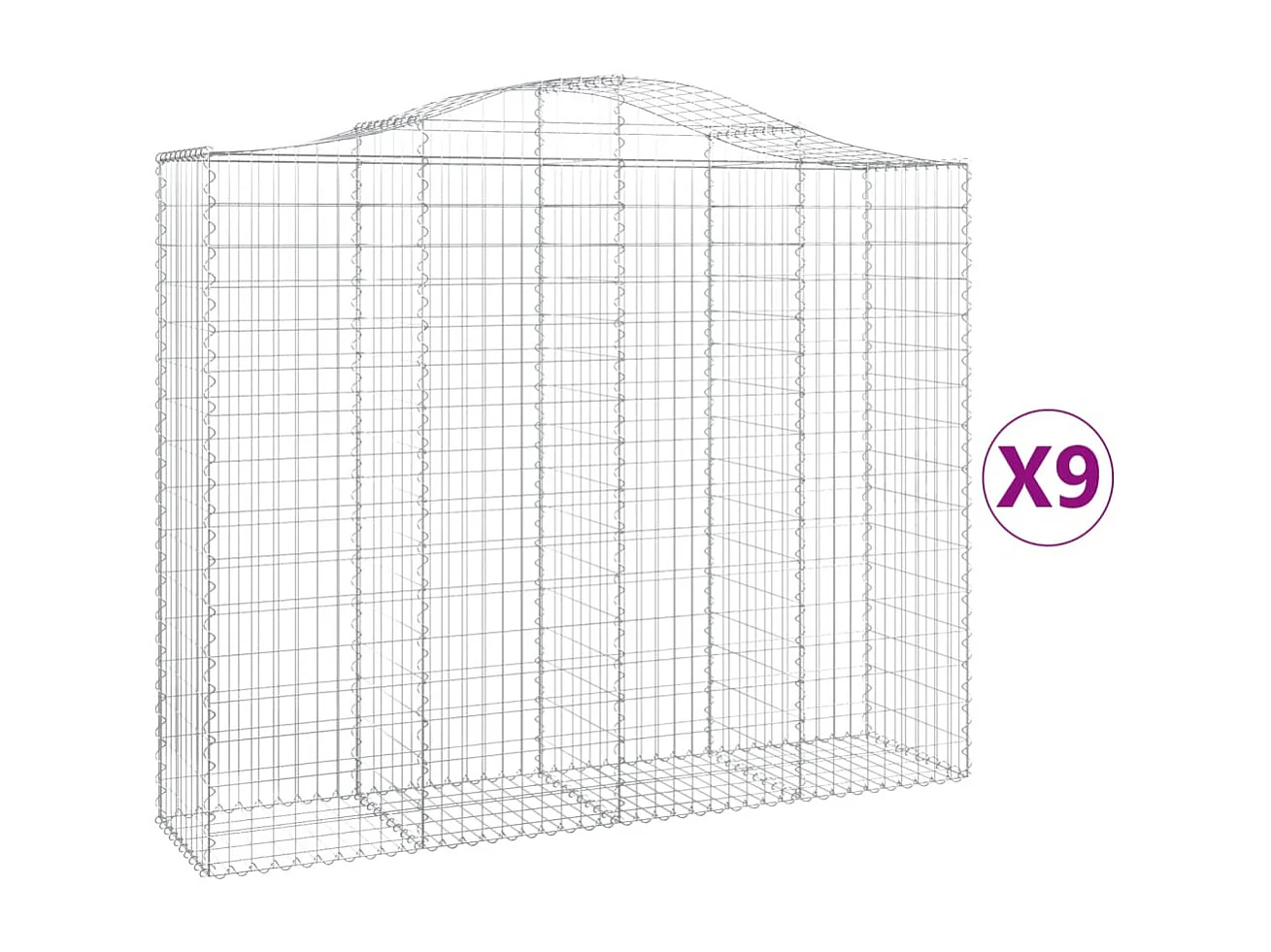 Paniers à gabions arqués 9 pcs 200x50x160-180 Fer galvanisé