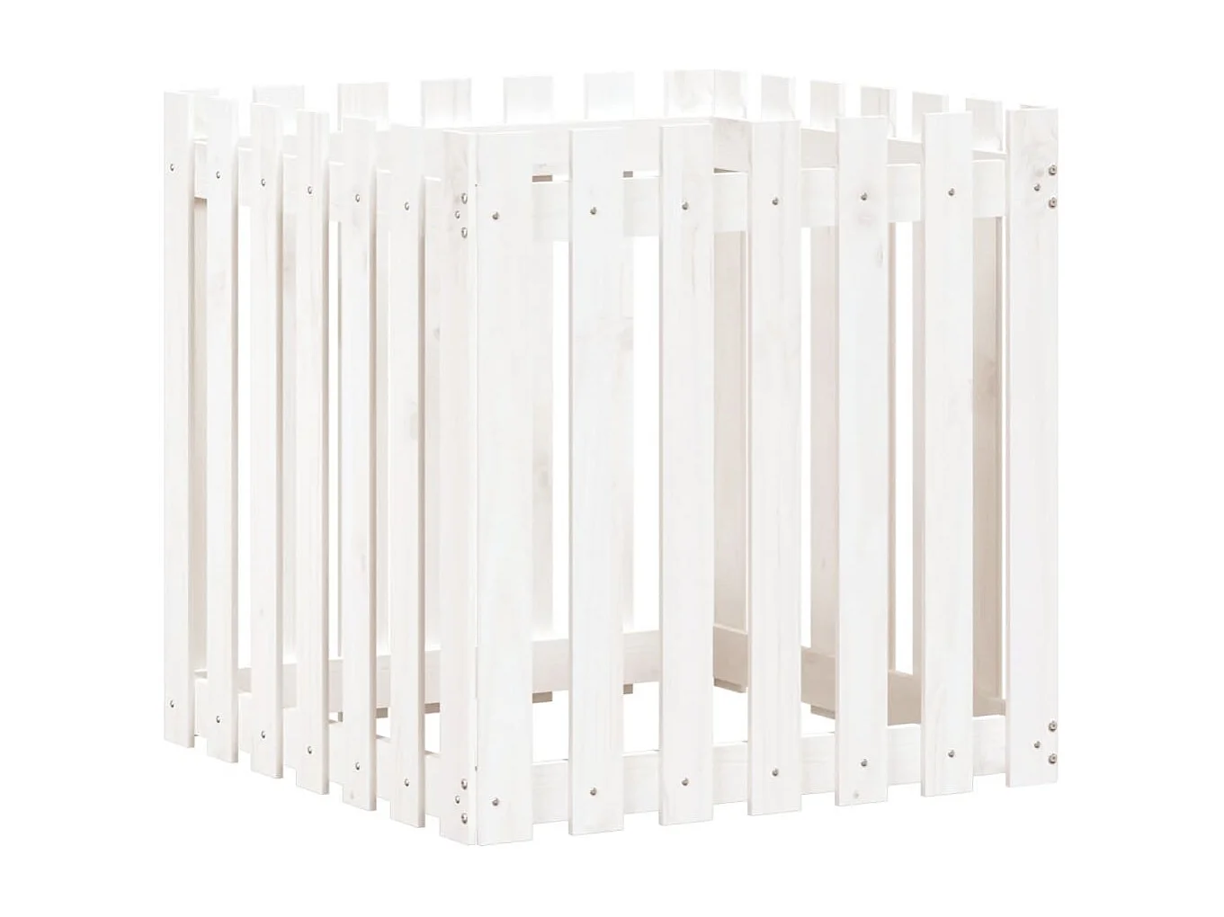 Jardinière avec design de clôture blanc 70x70x70 pin massif