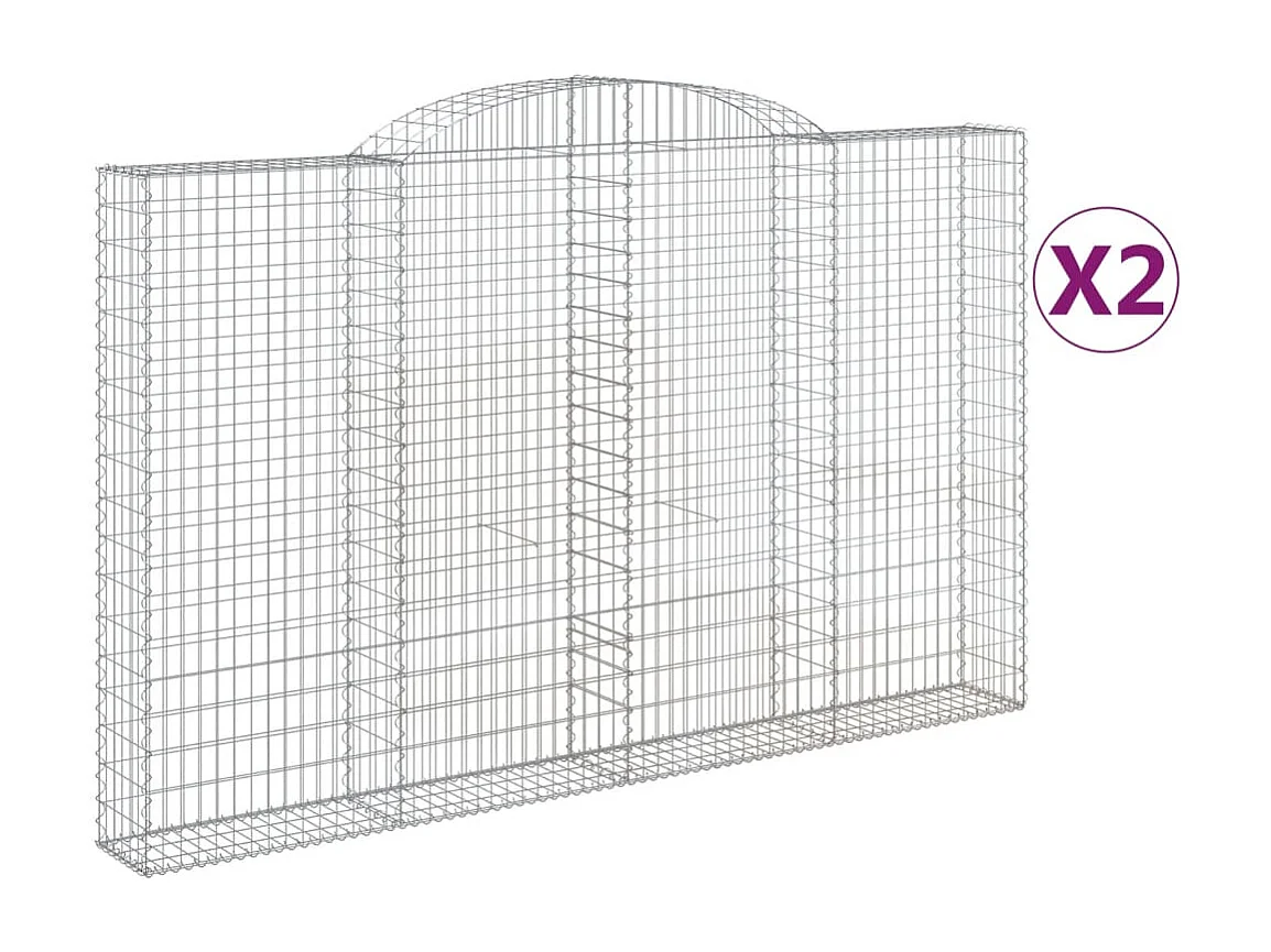Paniers à gabions arqués 2 pcs 300x30x180-200 fer galvanisé