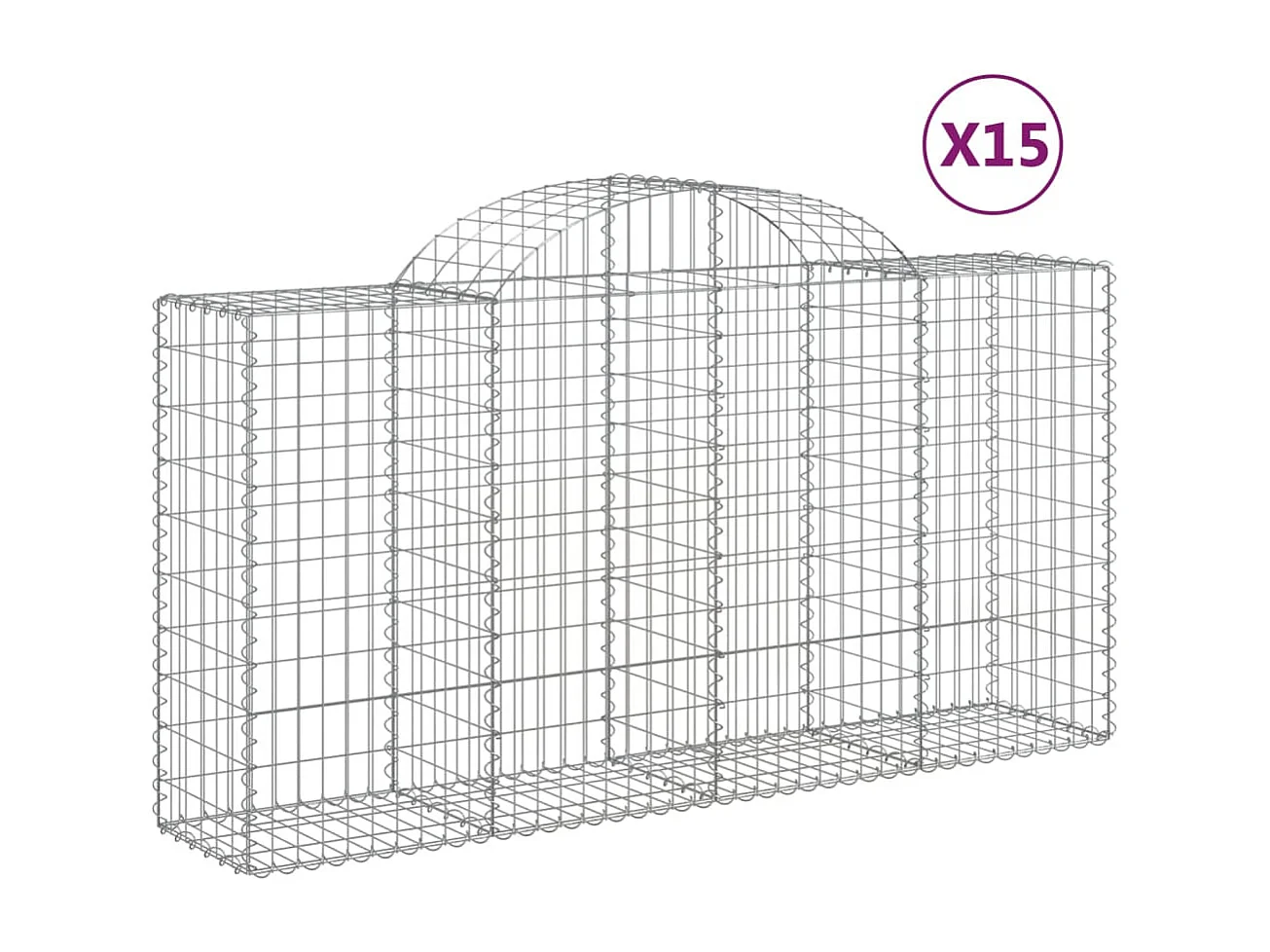 Paniers à gabions arqués 15 pcs 200x50x100-120 fer galvanisé