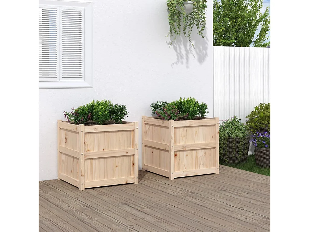 Jardinières 2 pcs bois de pin massif