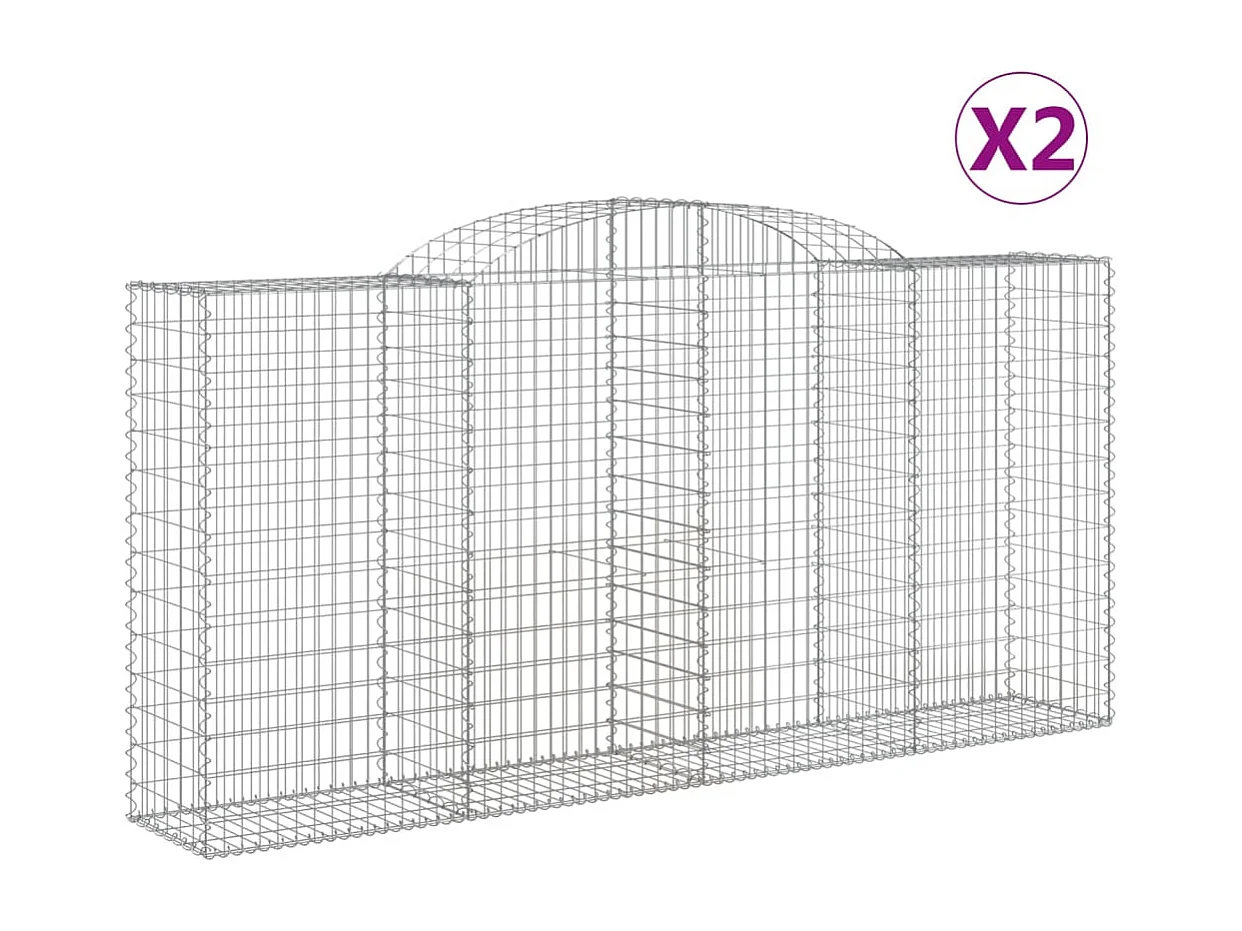 Paniers à gabions arqués 2 pcs 300x50x140-160 fer galvanisé